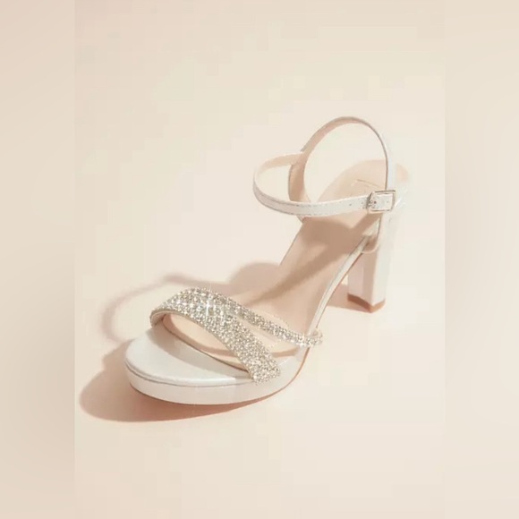 crystal embellished metallic platform heels size 7 padded heel - Picture 3 of 5